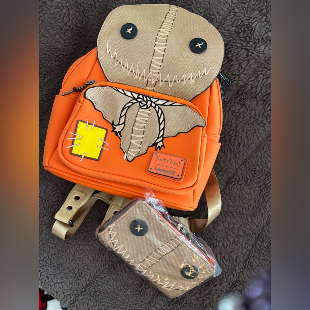 Loungefly Orange and Brown Backpack with Pouch